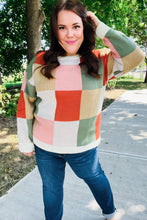 Load image into Gallery viewer, Be Bold Ivory & Rust Checker Jacquard Knit Sweater