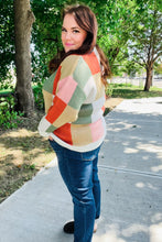 Load image into Gallery viewer, Be Bold Ivory & Rust Checker Jacquard Knit Sweater