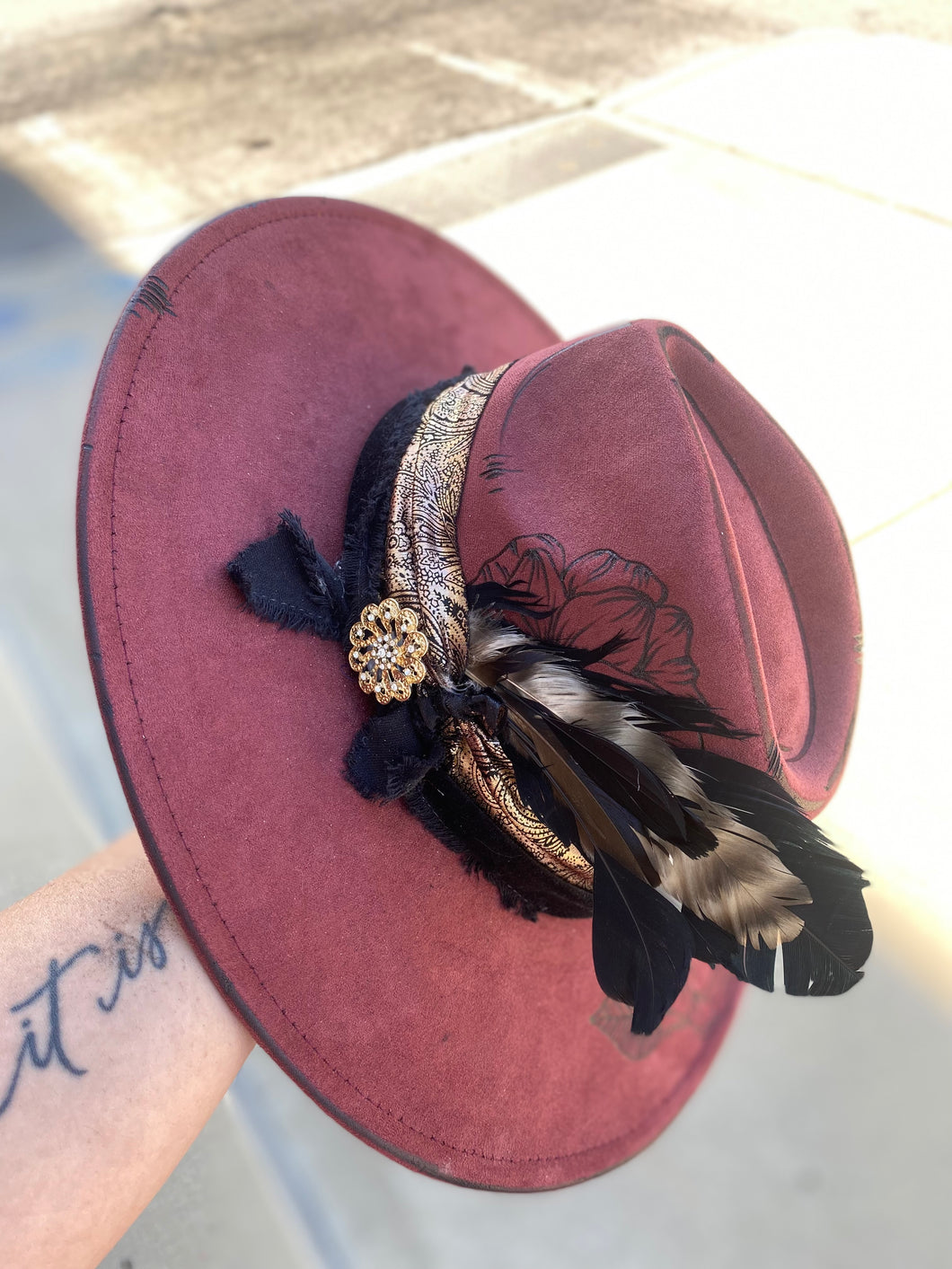 Plum Floral Hat