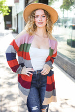 Load image into Gallery viewer, Weekend Ready Multicolor Striped Slouchy Open Cardigan
