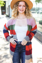 Load image into Gallery viewer, Weekend Ready Multicolor Striped Slouchy Open Cardigan
