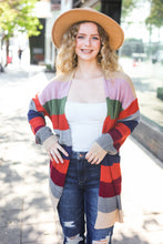 Load image into Gallery viewer, Weekend Ready Multicolor Striped Slouchy Open Cardigan
