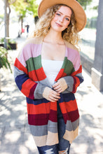 Load image into Gallery viewer, Weekend Ready Multicolor Striped Slouchy Open Cardigan
