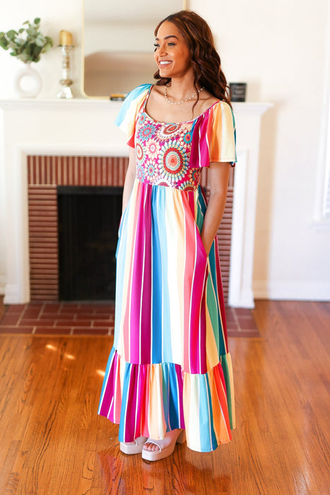 Multicolor Flat Floral V Neck Drop Shoulder Top