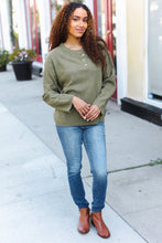 Load image into Gallery viewer, Beautiful You Moss Green Button Down Ribbed Sweater
