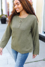 Load image into Gallery viewer, Beautiful You Moss Green Button Down Ribbed Sweater
