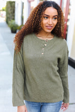 Load image into Gallery viewer, Beautiful You Moss Green Button Down Ribbed Sweater
