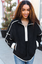 Load image into Gallery viewer, Catch Glances Black Cinched Waist Half Zip Up Fleece Jacket
