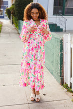 Load image into Gallery viewer, Beautiful You Frill V-Neck Shirred Waist Floral Maxi Dress
