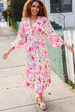 Load image into Gallery viewer, Beautiful You Frill V-Neck Shirred Waist Floral Maxi Dress
