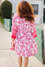 Load image into Gallery viewer, Let&#39;s Meet Up Red &amp; Pink Paisley Drop Shoulder Kimono Dress
