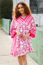 Load image into Gallery viewer, Let&#39;s Meet Up Red &amp; Pink Paisley Drop Shoulder Kimono Dress
