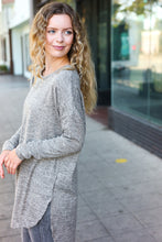 Load image into Gallery viewer, Casual Living Grey Two-Tone Tunic Side Slit Pullover
