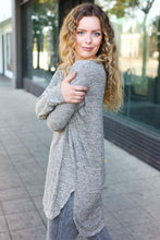 Load image into Gallery viewer, Casual Living Grey Two-Tone Tunic Side Slit Pullover
