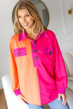 Load image into Gallery viewer, Feeling Bold Orange &amp; Fuchsia Color Block Button Down Top
