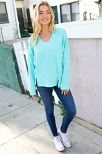 Load image into Gallery viewer, Eyes On You Seafoam Mineral Wash Rib Notch Neck Pocket Top
