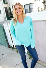 Load image into Gallery viewer, Eyes On You Seafoam Mineral Wash Rib Notch Neck Pocket Top
