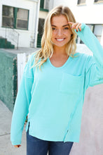 Load image into Gallery viewer, Eyes On You Seafoam Mineral Wash Rib Notch Neck Pocket Top
