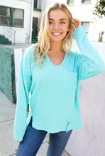 Load image into Gallery viewer, Eyes On You Seafoam Mineral Wash Rib Notch Neck Pocket Top
