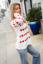 Load image into Gallery viewer, Be Mine White Jacquard Heart Stripe Pullover Sweater
