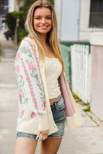 Load image into Gallery viewer, All For Love Ivory Jacquard Vertical Floral Button Down Cardigan
