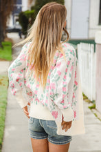 Load image into Gallery viewer, All For Love Ivory Jacquard Vertical Floral Button Down Cardigan
