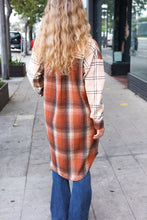 Load image into Gallery viewer, Stand Out Rust &amp; Taupe Color Block Plaid Longline Shacket
