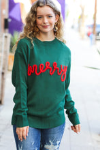 Load image into Gallery viewer, Be Merry Hunter Green Pop Up Lurex Sweater
