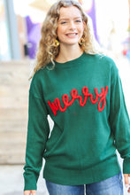 Load image into Gallery viewer, Be Merry Hunter Green Pop Up Lurex Sweater
