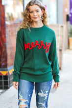 Load image into Gallery viewer, Be Merry Hunter Green Pop Up Lurex Sweater
