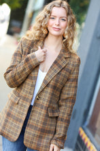 Load image into Gallery viewer, Make It Happen Spice Plaid Tailored Collar Lapel Blazer
