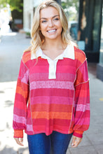 Load image into Gallery viewer, Be Bold Magenta Striped Button Down Placket Collared Top
