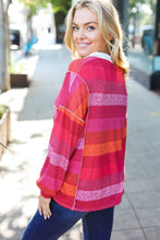 Load image into Gallery viewer, Be Bold Magenta Striped Button Down Placket Collared Top
