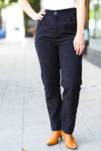 Load image into Gallery viewer, Going Your Way Black Corduroy High Rise Tapered Leg Pants
