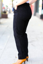 Load image into Gallery viewer, Going Your Way Black Corduroy High Rise Tapered Leg Pants
