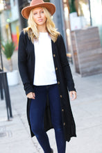 Load image into Gallery viewer, Walk The Walk Black Ribbed Longline Cardigan
