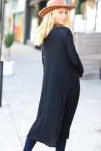 Load image into Gallery viewer, Walk The Walk Black Ribbed Longline Cardigan
