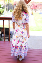 Load image into Gallery viewer, Beautiful You Ivory &amp; Blue Floral Border Print Smocked Waist Dress
