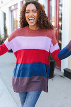 Load image into Gallery viewer, Lock Eyes Lilac Multi-Stripe Ribbed Knit Sweater Pullover
