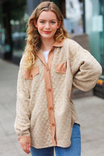 Load image into Gallery viewer, Eyes On You Taupe Quilted Knit Button Down Shacket
