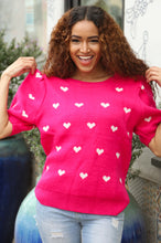 Load image into Gallery viewer, Be Mine Pink &amp; White Heart Oversized Jacquard Sweater
