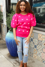 Load image into Gallery viewer, Be Mine Pink &amp; White Heart Oversized Jacquard Sweater
