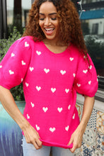 Load image into Gallery viewer, Be Mine Pink &amp; White Heart Oversized Jacquard Sweater
