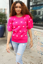 Load image into Gallery viewer, Be Mine Pink &amp; White Heart Oversized Jacquard Sweater
