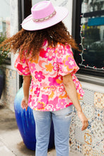 Load image into Gallery viewer, Find Love Pink/Yellow Floral Frill Balloon Short Sleeve Top
