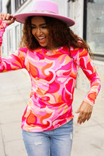 Load image into Gallery viewer, Find Love Red/Pink Fitted Floral Print Buttery Soft Knit Top
