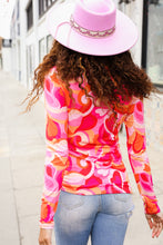 Load image into Gallery viewer, Find Love Red/Pink Fitted Floral Print Buttery Soft Knit Top
