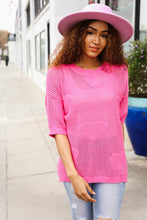 Load image into Gallery viewer, Can&#39;t Look Away Pink Heart Netted Crochet Sweater Top
