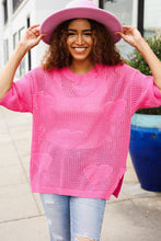 Load image into Gallery viewer, Can&#39;t Look Away Pink Heart Netted Crochet Sweater Top
