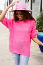 Load image into Gallery viewer, Can&#39;t Look Away Pink Heart Netted Crochet Sweater Top
